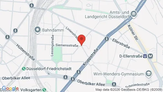 Apartments for rent i Dusseldorf - kort over placeringen
