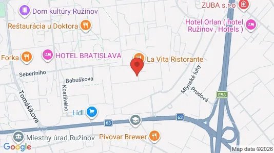Rooms for rent i Bratislava Ružinov - kort over placeringen