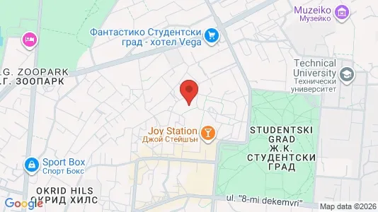 Apartments for rent i Sofia Studentski - kort over placeringen