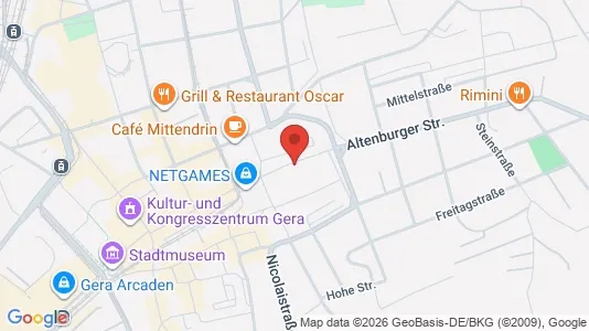 Apartments for rent i Gera - kort over placeringen