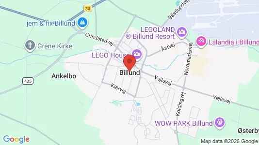 Houses for rent i Billund - kort over placeringen