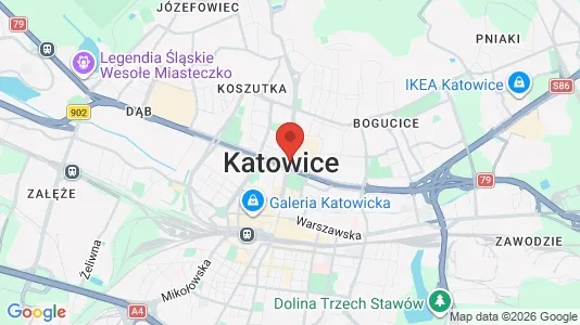 Apartments for rent i Katowice - kort over placeringen
