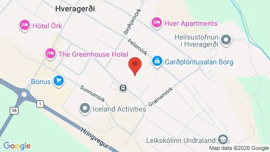 Apartments for rent i Hveragerði - kort over placeringen