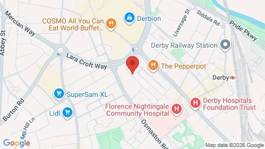 Apartments for rent i Derby - Derbyshire - kort over placeringen