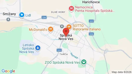 Apartments for rent i Spišská Nová Ves - kort over placeringen