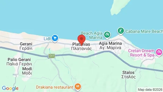 Apartments for rent i Platanias - kort over placeringen