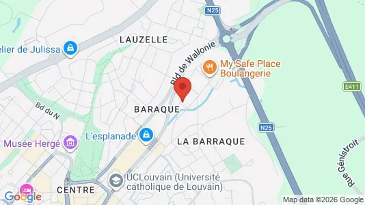 Apartments for rent i Ottignies-Louvain-la-Neuve - kort over placeringen