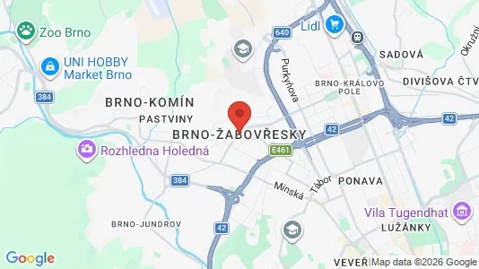 Apartments for rent i Brno-Žabovřesky - kort over placeringen