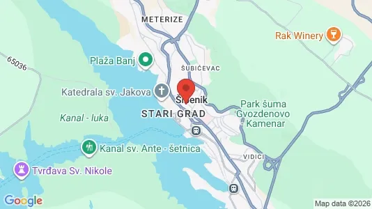 Apartments for rent i Šibenik - kort over placeringen