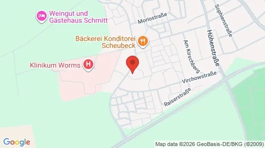 Apartments for rent i Worms - kort over placeringen