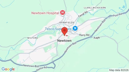 Rooms for rent i Newtown - Powys - kort over placeringen