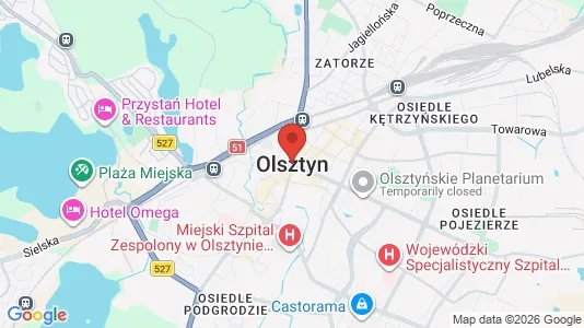 Apartments for rent i Olsztyn - kort over placeringen