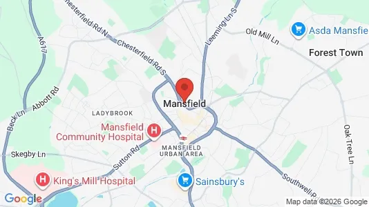 Apartments for rent i Mansfield - Nottinghamshire - kort over placeringen