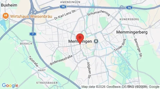 Apartments for rent i Memmingen - kort over placeringen