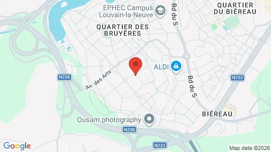 Apartments for rent i Ottignies-Louvain-la-Neuve - kort over placeringen