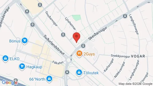 Apartments for rent i Reykjavík Laugardalur - kort over placeringen