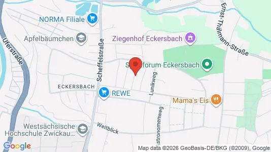 Apartments for rent i Zwickau - kort over placeringen