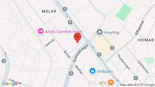 Apartments for rent i Reykjavík Háaleiti - kort over placeringen