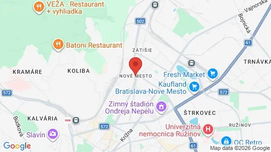 Apartments for rent i Bratislava Nové Mesto - kort over placeringen