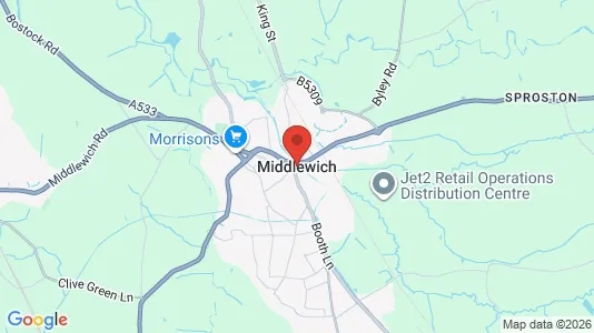 Houses for rent i Middlewich - Cheshire - kort over placeringen