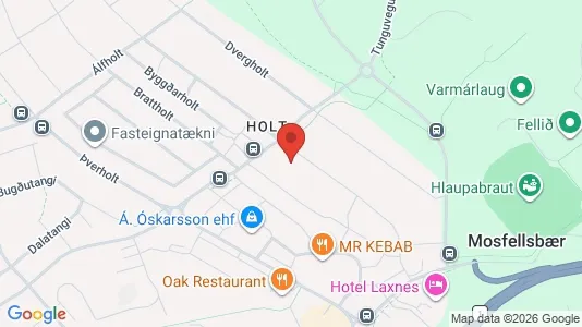 Apartments for rent i Mosfellsbær - kort over placeringen