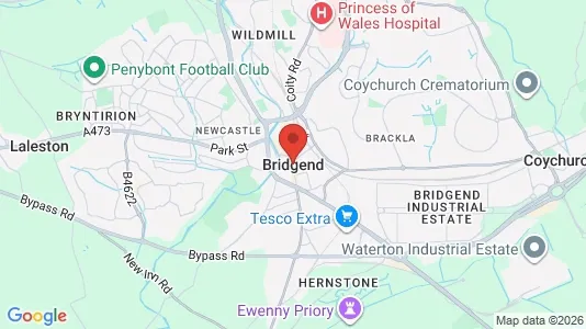 Rooms for rent i Bridgend - Mid Glamorgan - kort over placeringen
