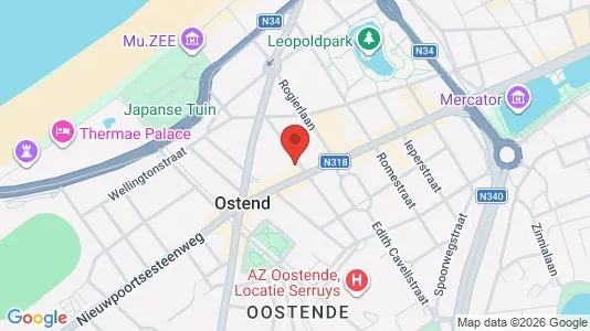 Apartments for rent i Oostende - kort over placeringen