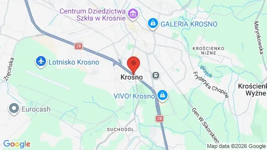 Apartments for rent i Krosno - kort over placeringen
