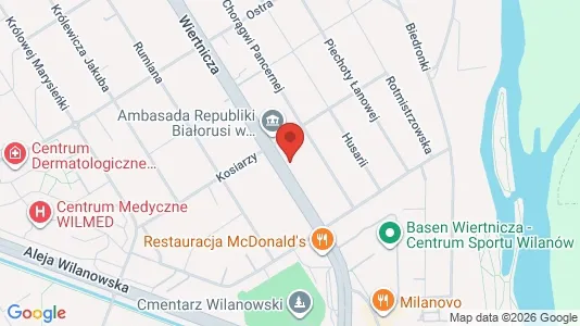 Apartments for rent i Warszawa Wilanów - kort over placeringen