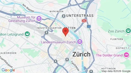 Apartments for rent i Zürich Distrikt 5 - Industriequartier - kort over placeringen