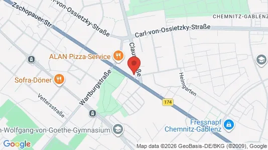 Apartments for rent i Chemnitz - kort over placeringen