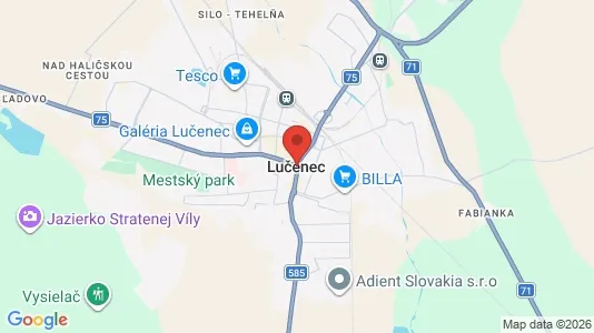 Apartments for rent i Lučenec - kort over placeringen