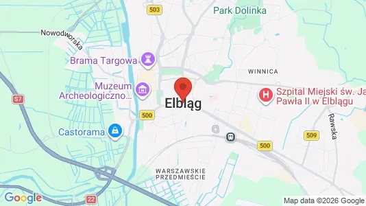 Apartments for rent i Elbląg - kort over placeringen