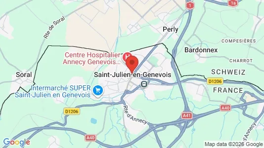 Apartments for rent i Saint-Julien-en-Genevois - kort over placeringen