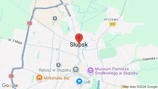 Apartments for rent i Słupsk - kort over placeringen