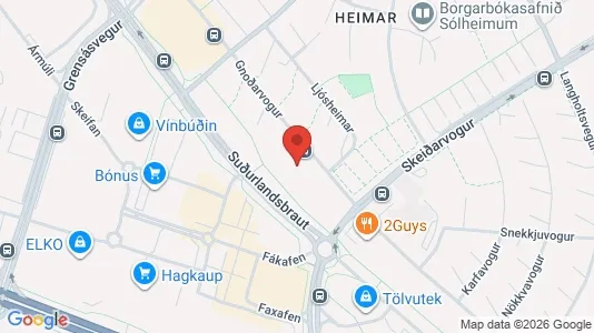 Apartments for rent i Reykjavík Laugardalur - kort over placeringen