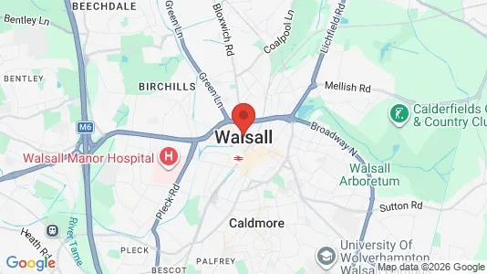 Rooms for rent i Walsall - West Midlands - kort over placeringen