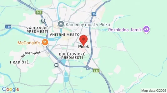 Apartments for rent i Písek - kort over placeringen