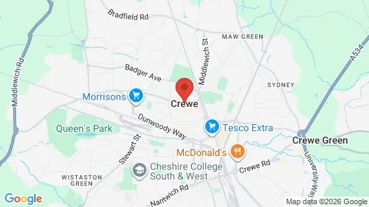 Houses for rent i Crewe - Cheshire - kort over placeringen