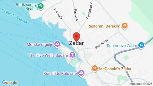 Apartments for rent i Zadar - kort over placeringen