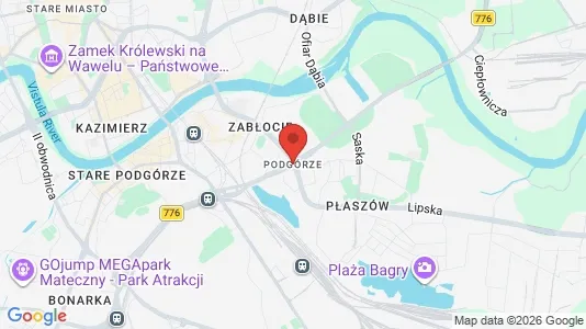 Apartments for rent i Kraków Podgórze - kort over placeringen