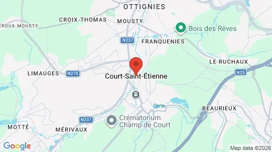 Apartments for rent i Court-Saint-Étienne - kort over placeringen