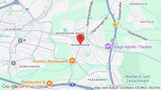 Apartments for rent i Stuttgart Möhringen - kort over placeringen