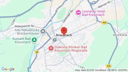 Apartments for rent i Bad Kreuznach - kort over placeringen