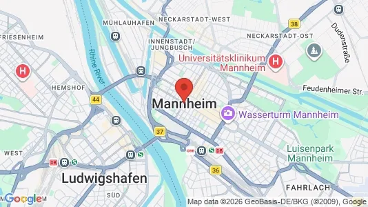 Apartments for rent i Mannheim - kort over placeringen
