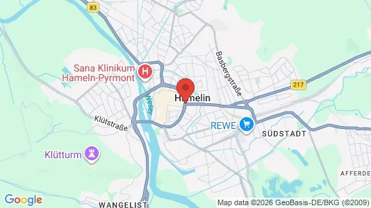 Apartments for rent i Hameln-Pyrmont - kort over placeringen