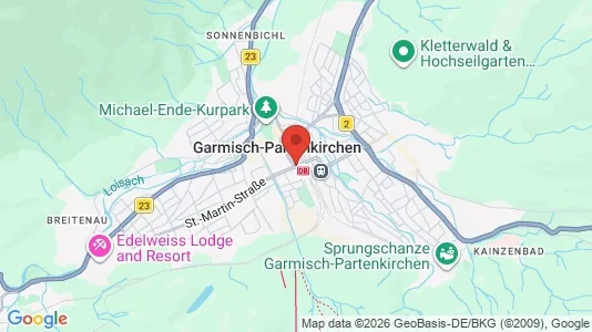 Apartments for rent i Garmisch-Partenkirchen - kort over placeringen
