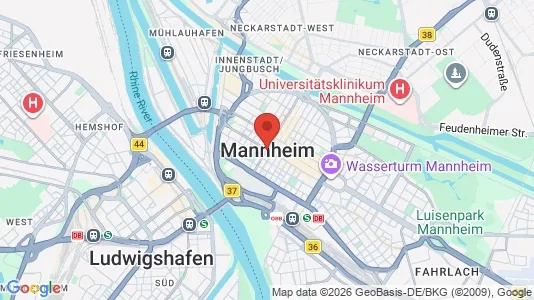Apartments for rent i Mannheim - kort over placeringen