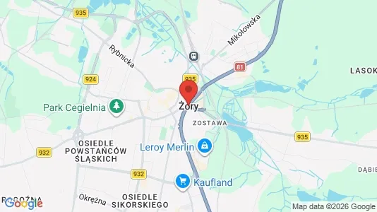 Apartments for rent i Żory - kort over placeringen