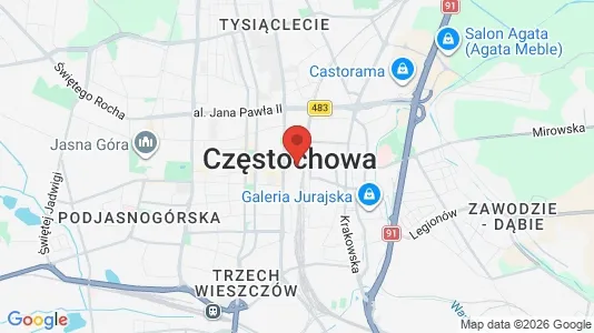 Apartments for rent i Częstochowa - kort over placeringen